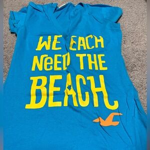 Hollister Turquoise Tee with Yellow Print